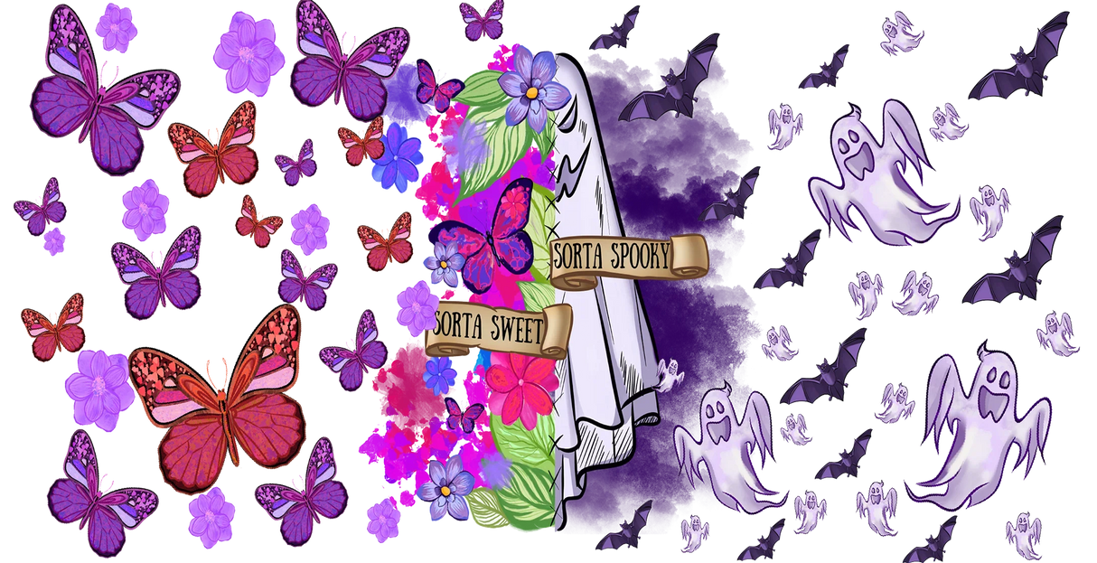 Sorta Sweet Purple Design - Halloween Cup Wrap UV Sticker Permanent UV DTF Decal ready2transfer