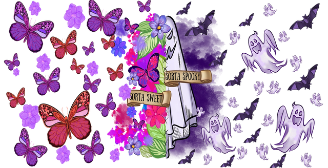 Sorta Sweet Purple Design - Halloween Cup Wrap UV Sticker Permanent UV DTF Decal ready2transfer