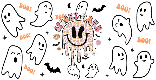 Spooky Boo Ghost Design - Halloween Cup Wrap UV Sticker Permanent UV DTF Decal