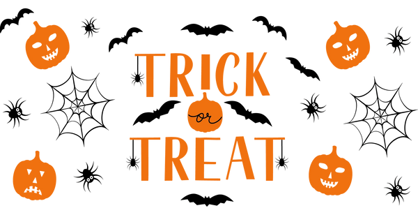 Trick Or Treat Orange Design - Halloween Cup Wrap UV Sticker Permanent UV DTF Decal