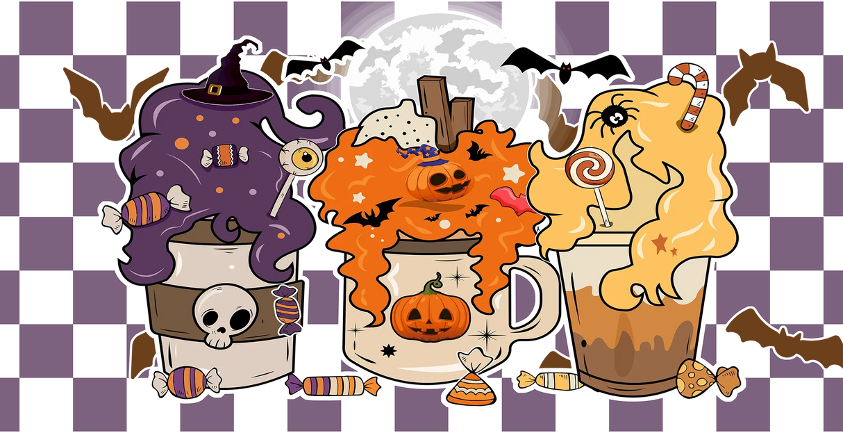 Halloween Drink Design - Halloween Cup Wrap UV Sticker Permanent UV DTF Decal ready2transfer
