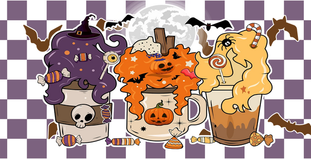 Halloween Drink Design - Halloween Cup Wrap UV Sticker Permanent UV DTF Decal ready2transfer