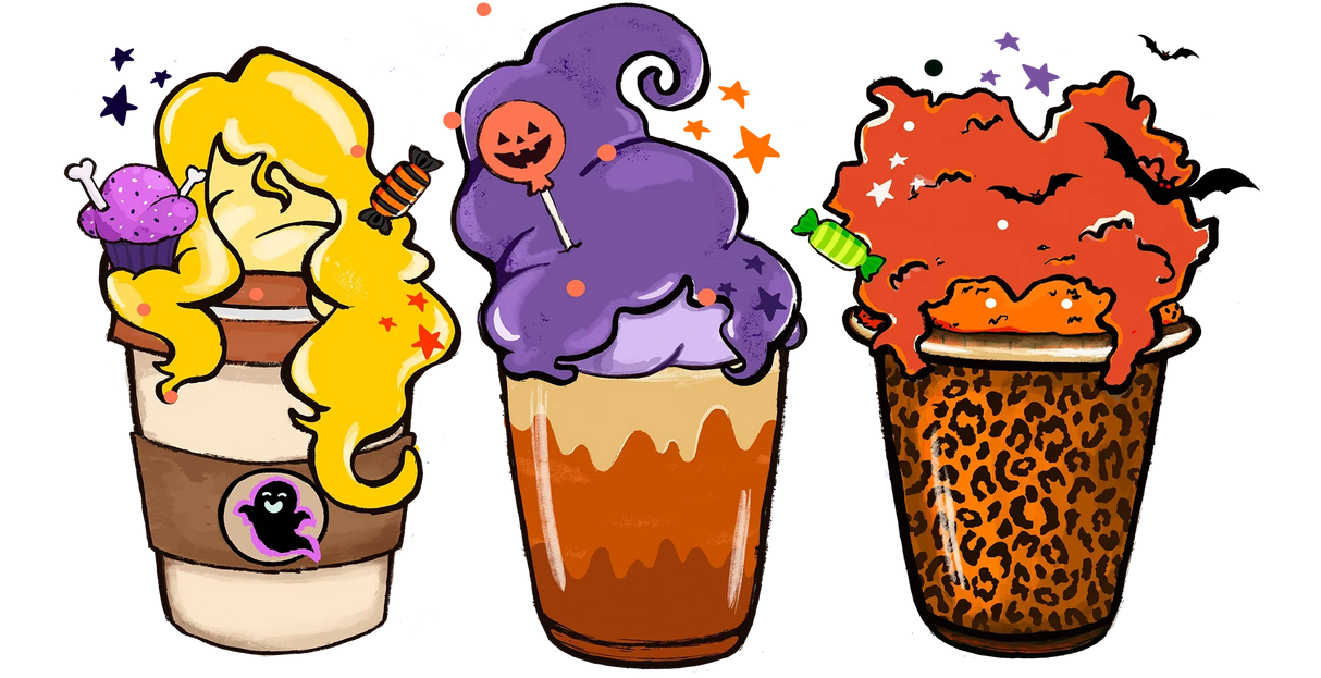 Halloween Drinks Design - Halloween Cup Wrap UV Sticker Permanent UV DTF Decal ready2transfer