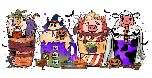 Halloween Drinks Colorful Design - Halloween Cup Wrap UV Sticker Permanent UV DTF Decal