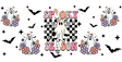 Spooky Ghosts Checkered Design - Halloween Cup Wrap UV Sticker Permanent UV DTF Decal ready2transfer