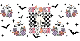 Spooky Ghosts Checkered Design - Halloween Cup Wrap UV Sticker Permanent UV DTF Decal ready2transfer