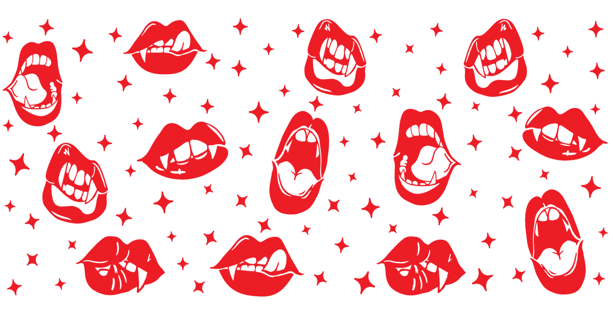 Halloween Red Vampire Design - Halloween Cup Wrap UV Sticker Permanent UV DTF Decal ready2transfer