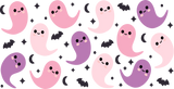 Cute Ghosts And Bats - Halloween Cup Wrap UV Sticker Permanent UV DTF Decal ready2transfer