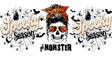 Spooky Season Monster Design - Halloween Cup Wrap UV Sticker Permanent UV DTF Decal ready2transfer