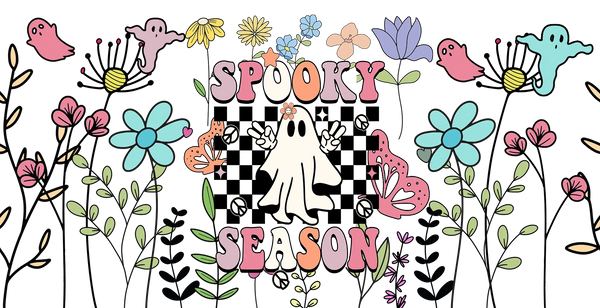 Spooky Season Flowers - Halloween Cup Wrap UV Sticker Permanent UV DTF Decal