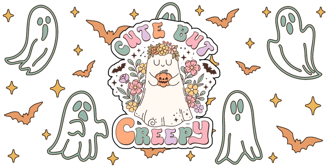 Cute But Creepy - Halloween Cup Wrap UV Sticker Permanent UV DTF Decal ready2transfer