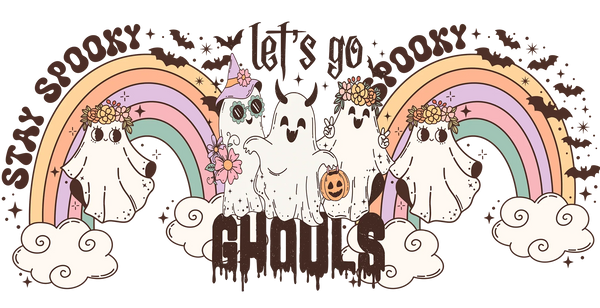 Let's Go Ghouls Rainbow - Halloween Cup Wrap UV Sticker Permanent UV DTF Decal