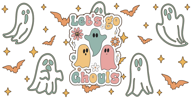 Let's Go Ghouls Colorful - Halloween Cup Wrap UV Sticker Permanent UV DTF Decal ready2transfer