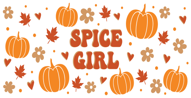 Spice Girl Pumpkin Design - Halloween Cup Wrap UV Sticker Permanent UV DTF Decal ready2transfer