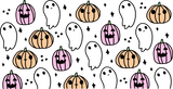 Pumpkin And Ghosts - Halloween Cup Wrap UV Sticker Permanent UV DTF Decal ready2transfer