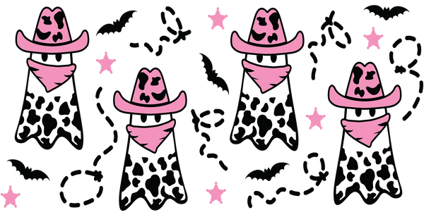 Cow Print Cowboy Design - Halloween Cup Wrap UV Sticker Permanent UV DTF Decal