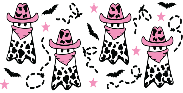 Cow Print Cowboy Design - Halloween Cup Wrap UV Sticker Permanent UV DTF Decal ready2transfer