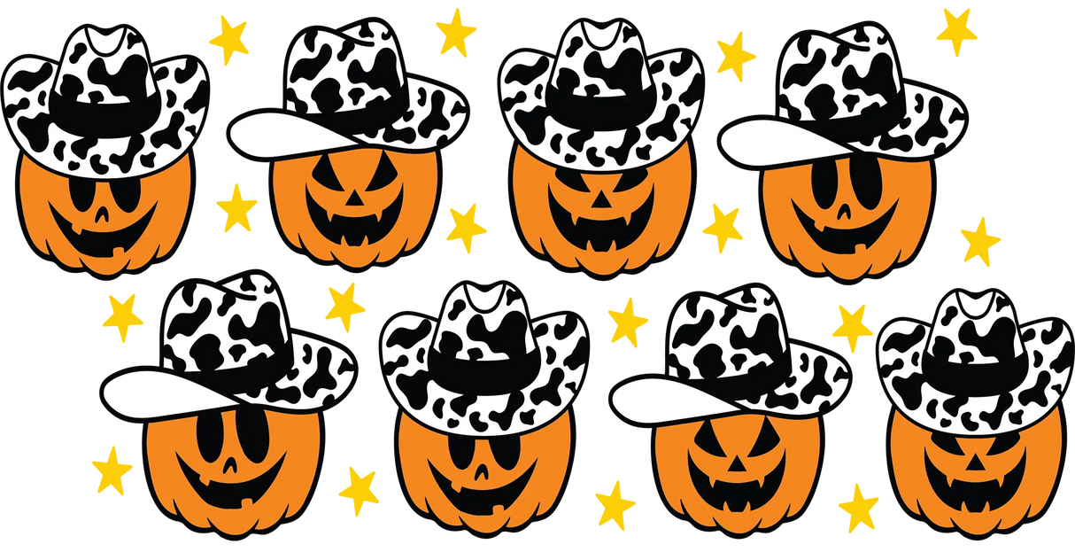 Pumpkin Cowboys - Halloween Cup Wrap UV Sticker Permanent UV DTF Decal ready2transfer
