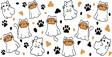Cat Ghosts - Halloween Cup Wrap UV Sticker Permanent UV DTF Decal ready2transfer