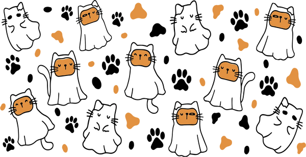 Cat Ghosts - Halloween Cup Wrap UV Sticker Permanent UV DTF Decal