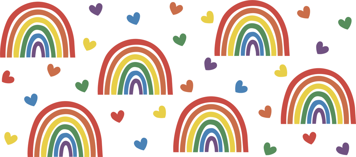 Rainbows And Hearts - LGBTQ Cup Wrap UV Sticker Permanent UV DTF Decal