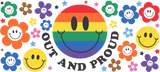 Out And Proud Smiley - LGBTQ Cup Wrap UV Sticker Permanent UV DTF Decal