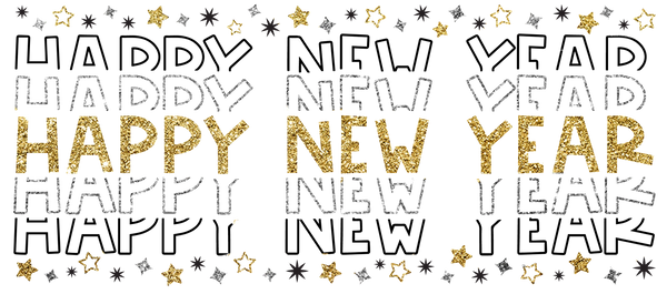 Happy New Year - New Year Cup Wrap UV Sticker Permanent UV DTF Decal