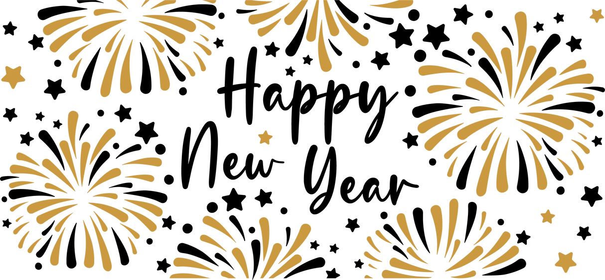 Happy New Year Fireworks - New Year Cup Wrap UV Sticker Permanent UV DTF Decal