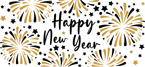 Happy New Year Fireworks - New Year Cup Wrap UV Sticker Permanent UV DTF Decal