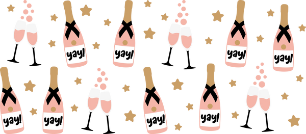 Yay Champagne - New Year Cup Wrap UV Sticker Permanent UV DTF Decal