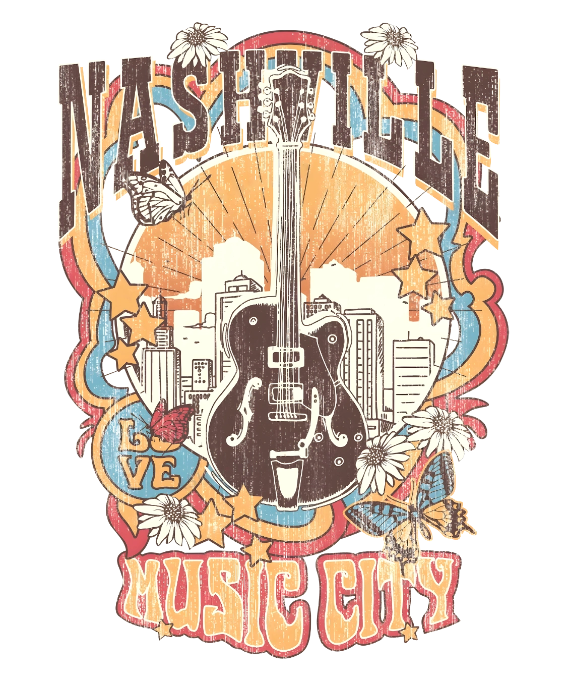 Nashville Music City DTF Transfer