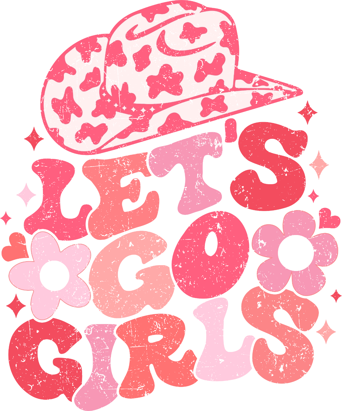 Pink Hat Let's Go Girls DTF Transfer
