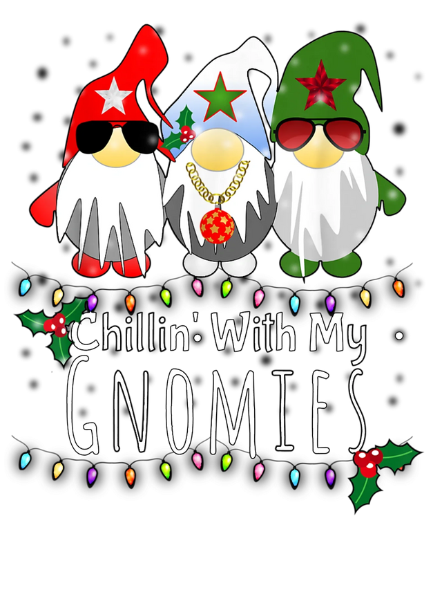 Chillin Gnomies DTF Transfer ready2transfer Black