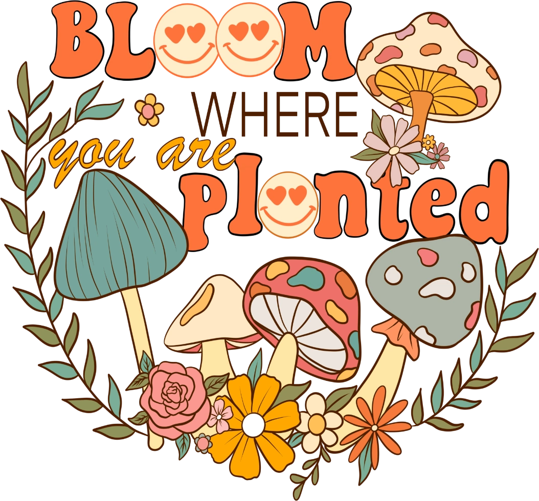 Mushroom Bloom Planted DTF Transfer