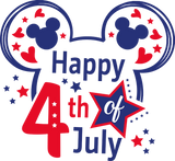 Happy 4th of July Disney DTF Heat Transfer, Disney Vacation Design, Mickey Minnie DTF