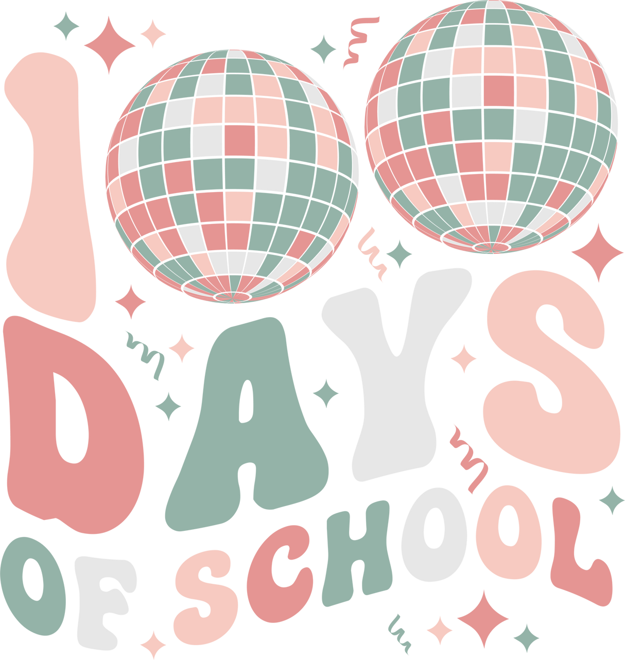 100 Days Of School DTF Transfer ready2transfer White