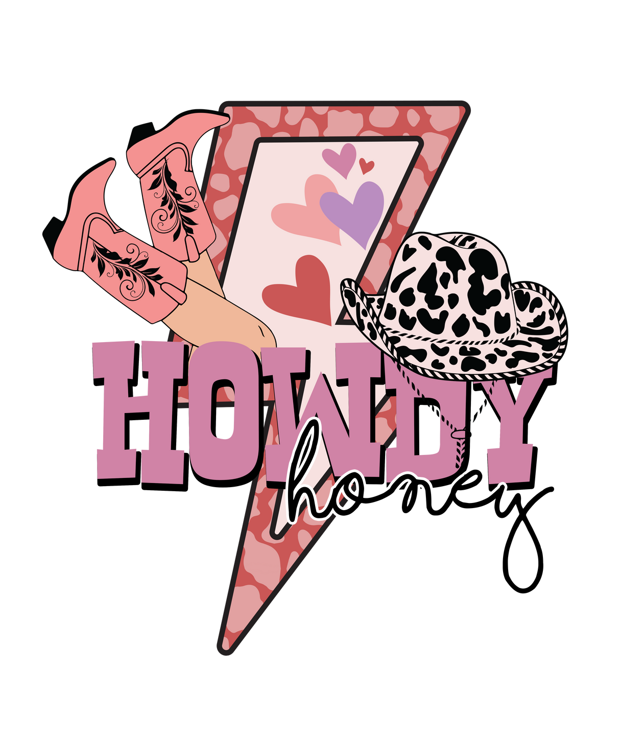 HOWDY HONEY COW DESIGN HAT DTF Transfer ready2transfer
