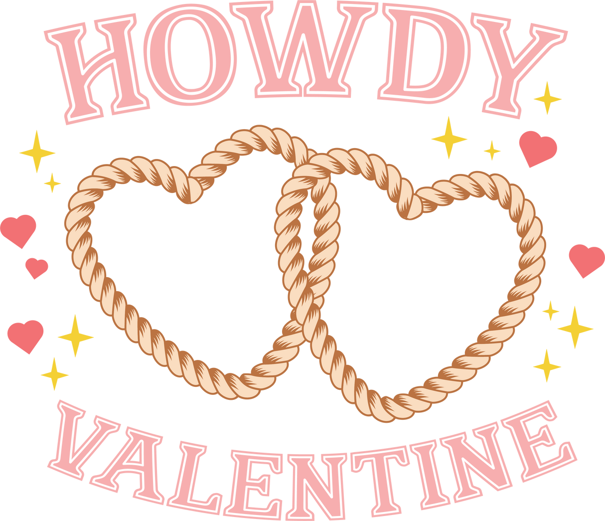 HOWDY VALENTINE ROPE HEART DTF Transfer ready2transfer