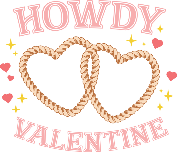 HOWDY VALENTINE ROPE HEART DTF Transfer