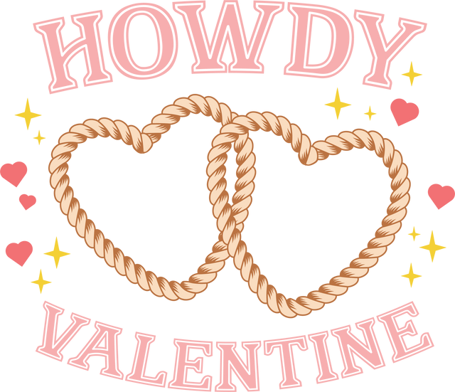 HOWDY VALENTINE ROPE HEART DTF Transfer ready2transfer