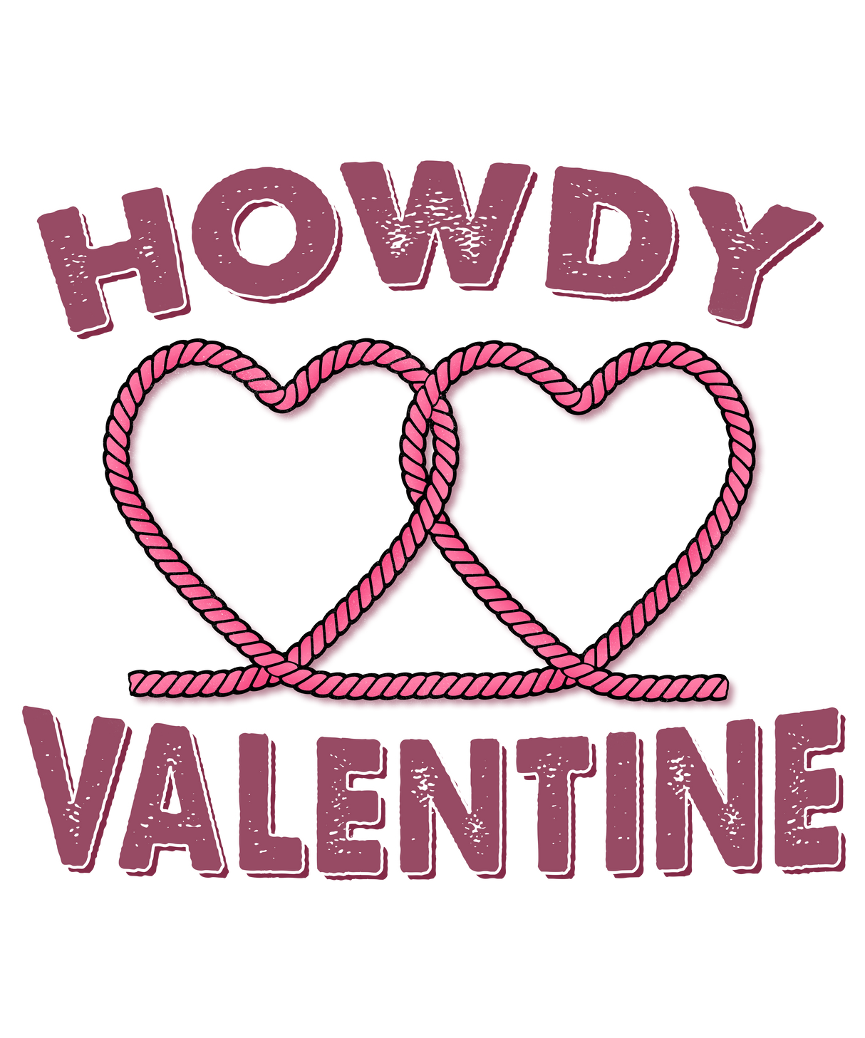 HOWDY VALENTINE PURPLE ROPE HEART DTF Transfer ready2transfer