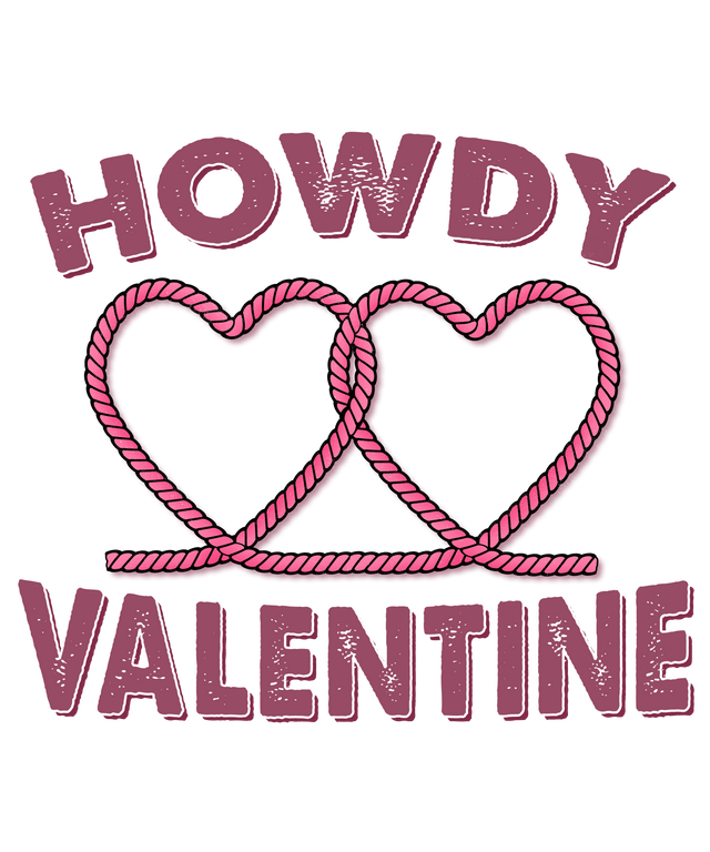 HOWDY VALENTINE PURPLE ROPE HEART DTF Transfer ready2transfer