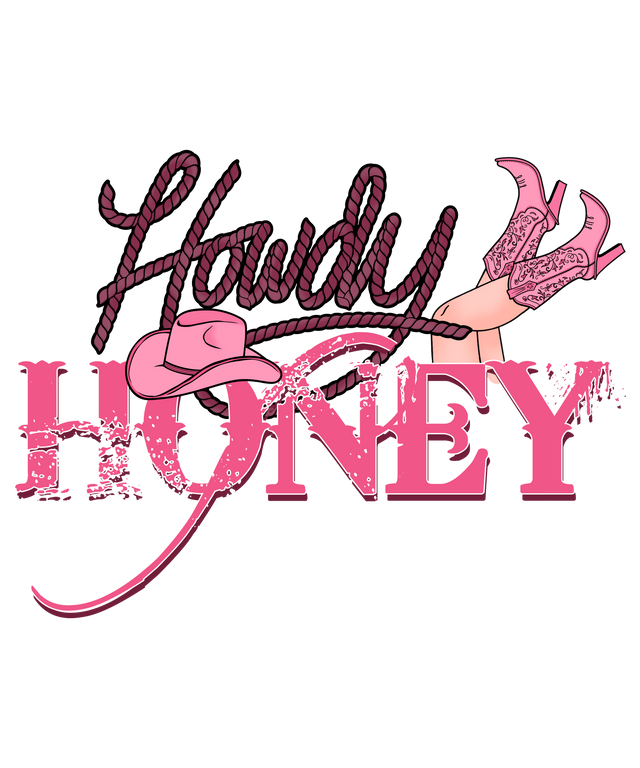 HOWDY HONEY COWGIRL PINK HAT DTF Transfer ready2transfer