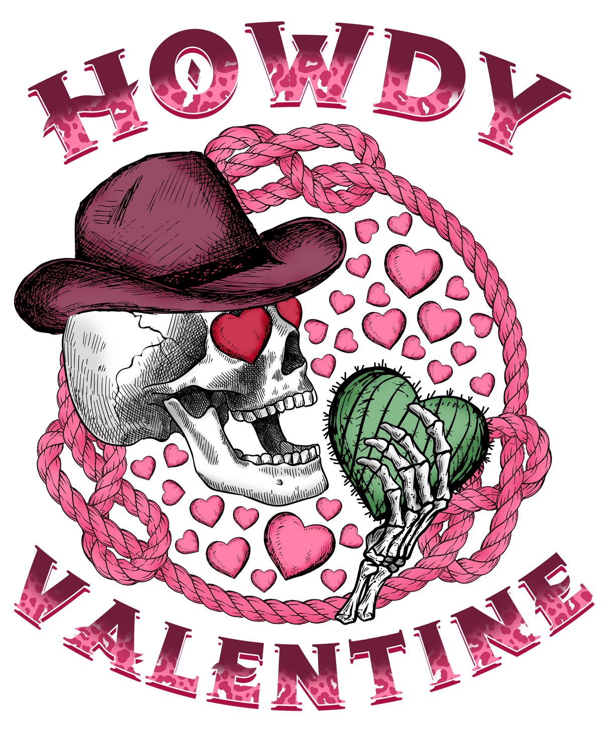 HOWDY VALENTINE SKULL DTF Transfer ready2transfer