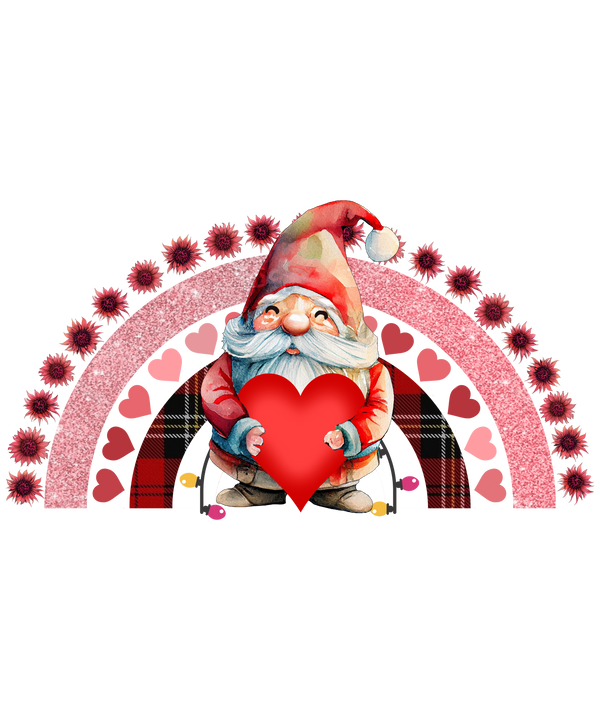 RAINBOW HEART GNOME DTF Transfer