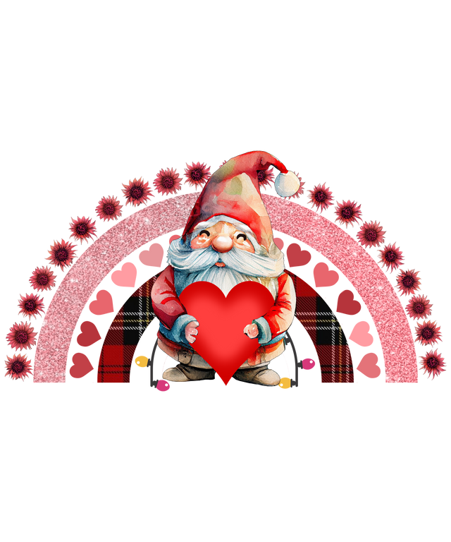 RAINBOW HEART GNOME DTF Transfer ready2transfer