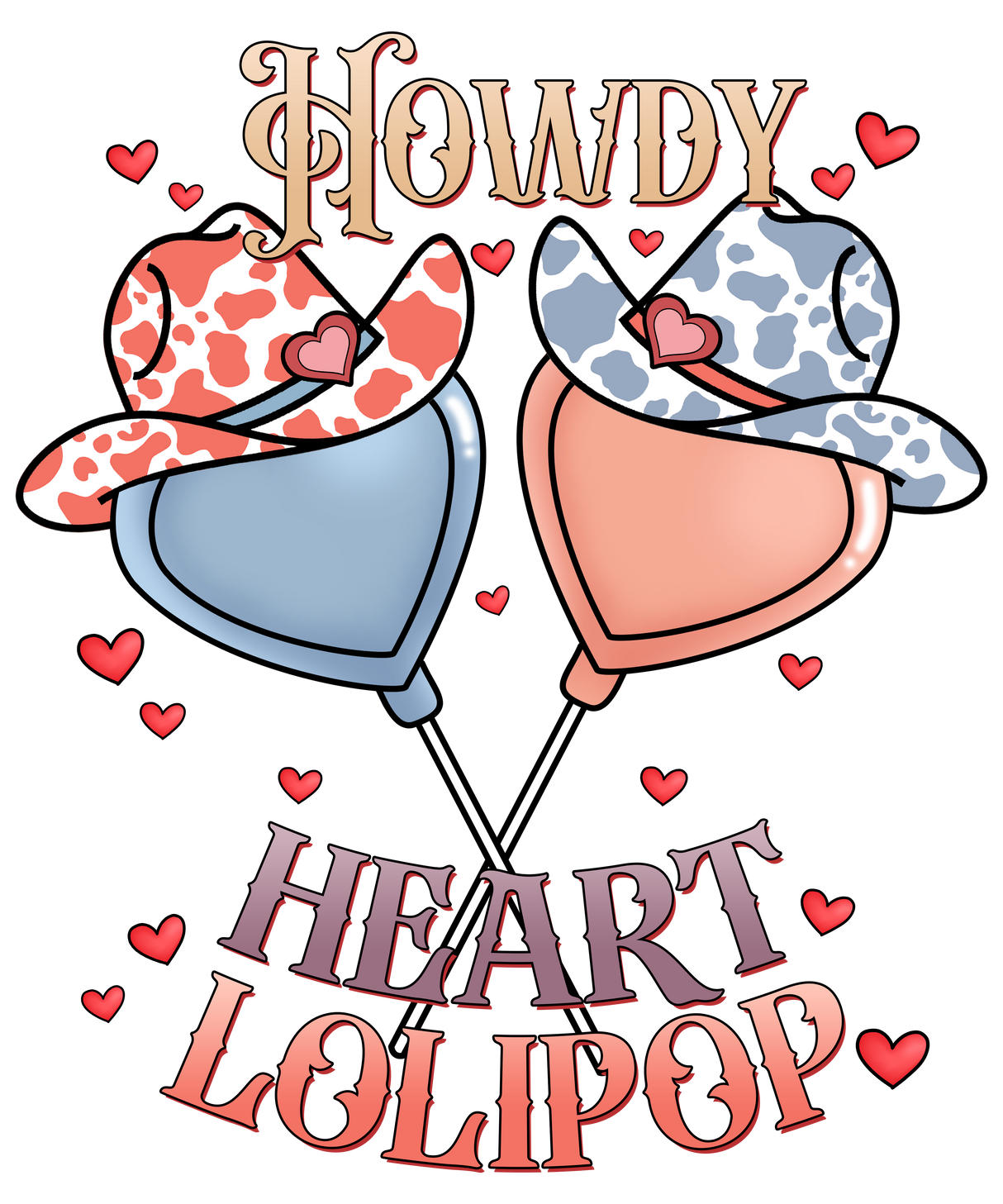 HOWDY HEART LOLIPOP DTF Transfer ready2transfer