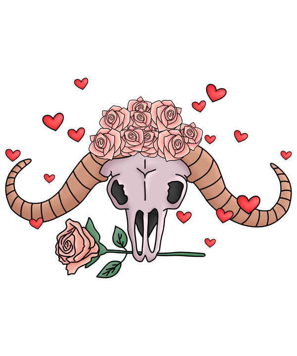 VALENTINE BULL AND ROSES DTF Transfer