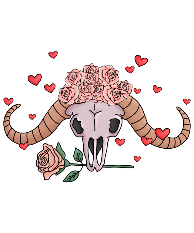 VALENTINE BULL AND ROSES DTF Transfer ready2transfer