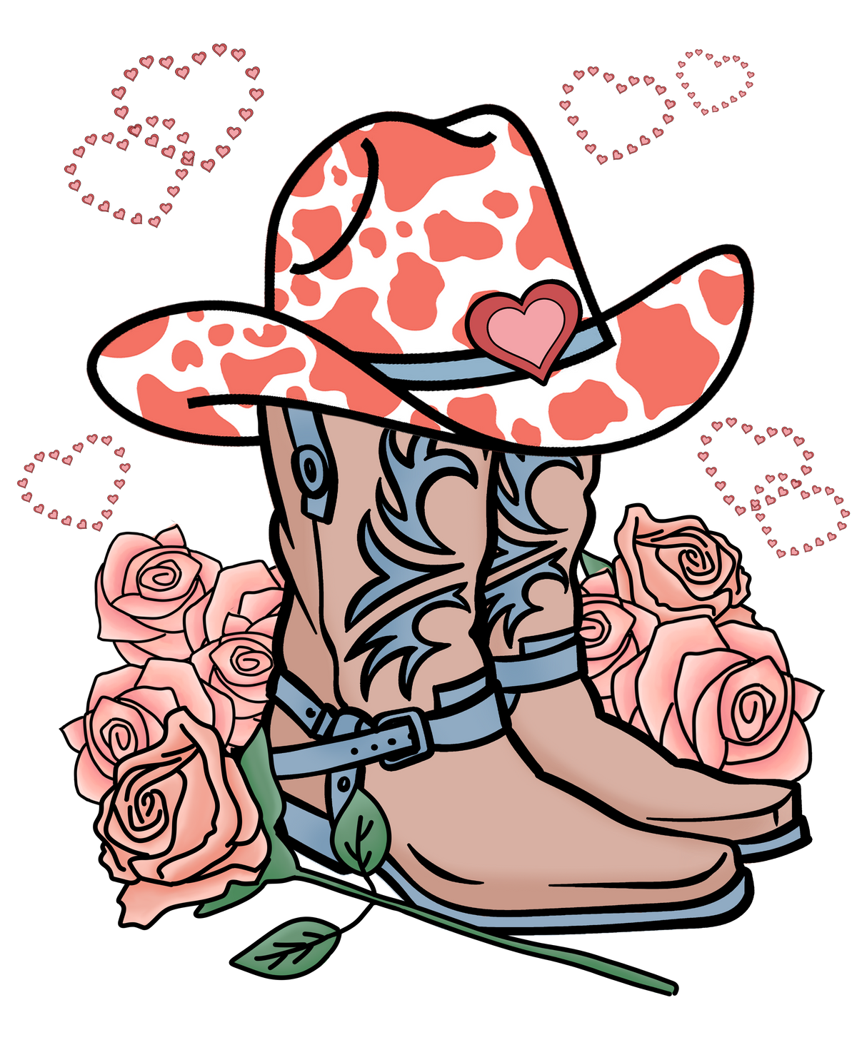 COWBOY BOOTS AND ROSES DTF Transfer ready2transfer